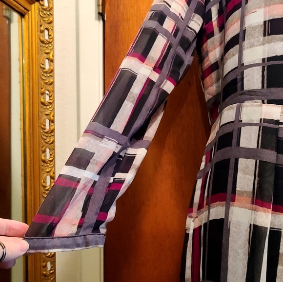 Liz Claiborne BEAUTIFUL drop waist pleated skirt long sleeve dress sz10 - Picture 7 of 8